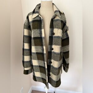 Plaid Button-Up Coat. (Slight pilling)